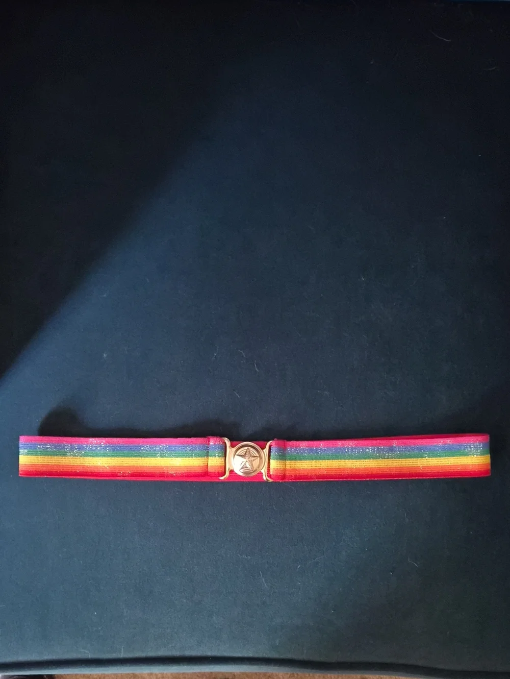 Rainbow Elastic Waist Belt with Gold Star Buckle